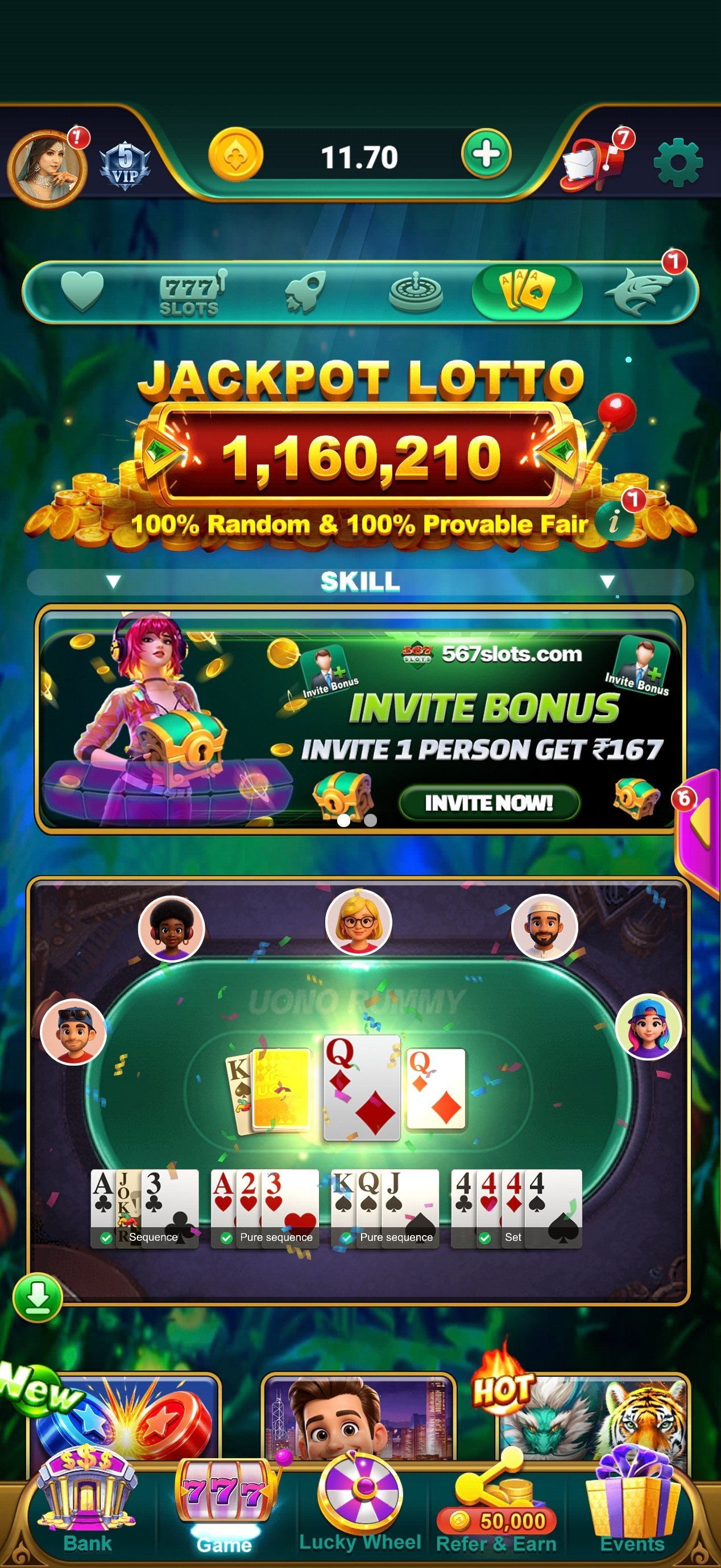 Teen Patti card game in yono 567 slots apk — online 3-card poker live tables