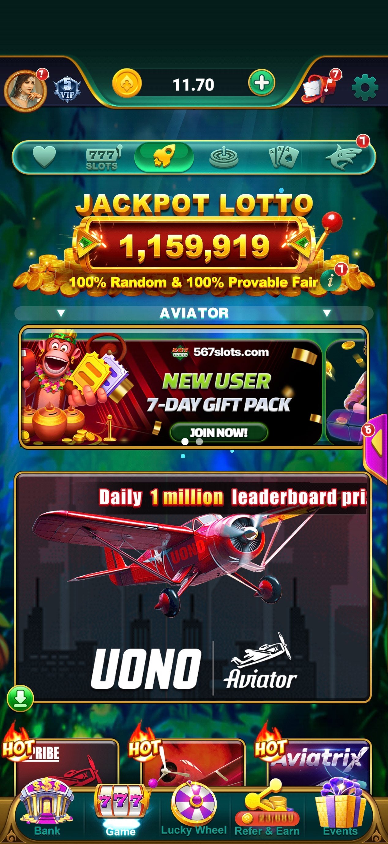 Uno Aviator crash game in 567 slots app — cash out before the plane flies away